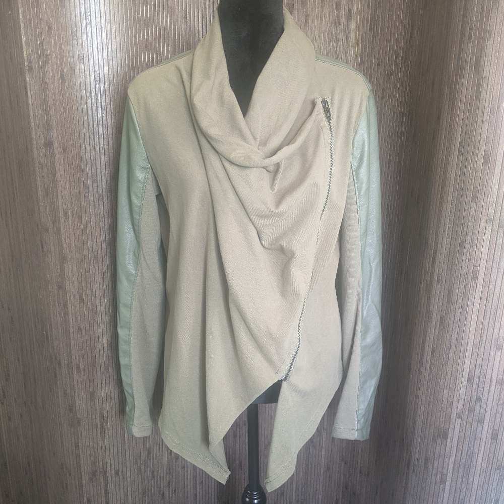 BlankNYC Faux Leather Moto Draped Jacket Large